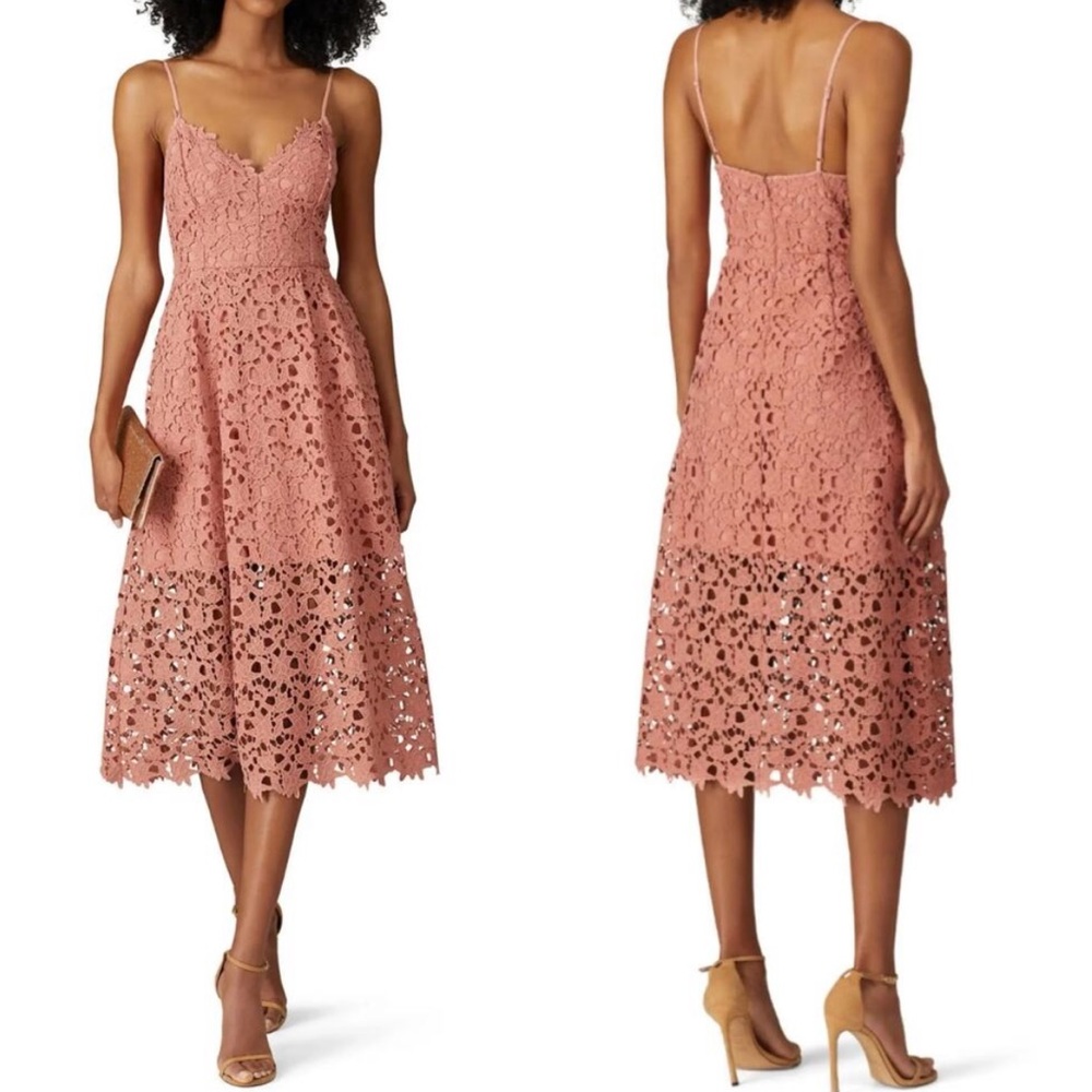 ASTR The Label Mauve Pink Eyelet Lace A-Line Midi Dress - M